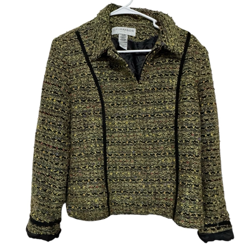 Sag Harbor Women's Tweed Blazer - Black and Gold holiday old money cottage - Picture 3 of 12